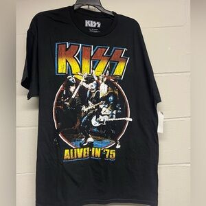 KISS Black Graphic “ALIve IN 75” T-Shirt. Size XL.